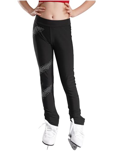 Linjinx Kids Boys Girls Shiny Rhinestone Dance Pants Ice Skating Workout Sports Practice Leggings Yoga Tights Trousers