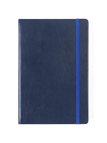 Image of Dot Grid Journal Notebook 5.51 x 8.27 in (A5), 244 Pages, PU Leather Hardcover, 100gsm Thick Paper, Dotted Notebook for Bullet Journaling, Work & Notes, Calendar Card Included (2025)(Midnight Blue)
