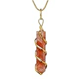 Sunstone Crystal Necklace Pendant For Women, Gold Wire Wrapped Dainty Minimalist Healing Crystal Necklaces For Men Kids Unisex Necklace Jewelry With 20' Inches Adjustable Chain & Leather Cord