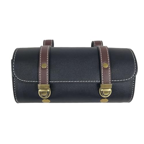 Alforja lateral para motocicleta de cuero con gran capacidad, bolsa para herramientas para manillar y asiento trasero, almacenamiento para motos cruiser y bicicletas miniatura 1