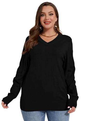 MONNURO Plus Size Women's Fall Sweater Long Sleeve Crewneck Pullover Sweater Tops Cozy Knit Outfit2