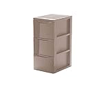 Farbe: Taupe / Taupe Iris Ohyama, Design Schubladenschrank auf Rollen - Style Chest Round SCR-303 - plastik, taupe, 3 x 15 L, L39 x B29 x H61,5 cm