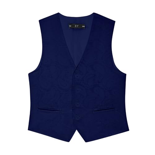 Boys Vest 4 Piece Paisley Boy Suit Vests Set for Kids Jacquard Waistcoat with Bowtie, Necktie, Pocket Square3