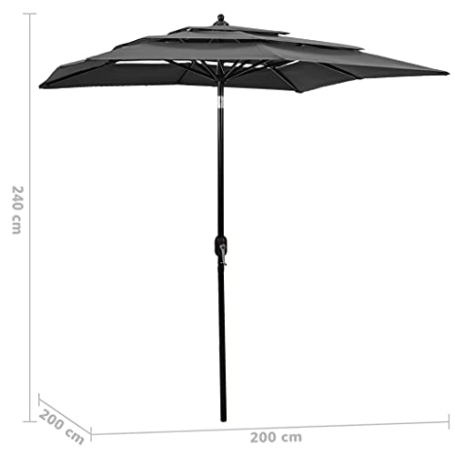 Parasol aluminium anthracite résistant aux intempéries 2x2m - 6