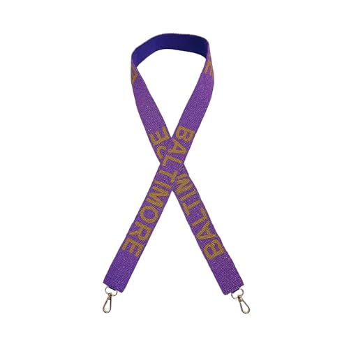 Baltimore Purple Beaded Purse Strap Gold Letters 49” Pro Football Stadium Approved Clear Bag Raven Gold Hardware Sports College South Morris