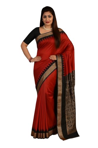 Sambalpuri Papasilk Plain Temple border woven design Bomkai Saree...