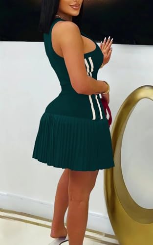 Summer Short Tank Dress Women Stretch Sleeveless Pleated A-line Casual Athletic Sport Dresses for Women3