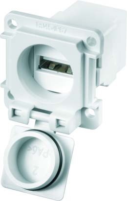 Conector ie-xm-usb/usb-ip67 estanco para pasamuros y armarios eléctricos
