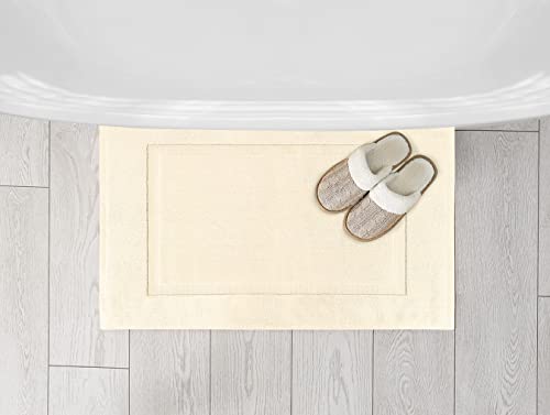 Utopia Towels Cotton Banded Rug, Bath Mats, Not a Bathroom Rug, 21 by 34 Inches, 100% Ring Spun Cotton, Highly Absorbent Shower Bathroom Floor Mat, Ivory, 2 Pack