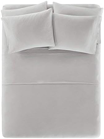 Comfort Spaces Cotton Blend Jersey Knit 4 Piece Set Ultra Soft Deep Pocket Sheets with Pillow Cases Bedding, Twin, Gray