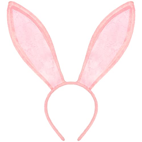Funcredible Pink Bunny Ears Headband Velvet Bendable Rabbit Ears Fluffy Bunny Costume Accessories for Parties and Concerts - Rabbit Costume for Women and Men