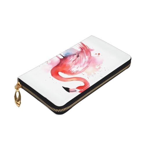Flamingo Watercolor Women's Wallet Large Capacity Credit Card Holder Zip Phone Clutch Ladies Travel Purse3