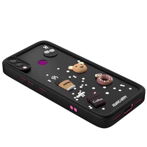 Image of Bintage Cute Fun Taddy| 3D Ball Bear| Donut| Coffee Rubber Case Full Body & Camera Protection Back Cover Compatible for Mi Redmi Note 7S - Black