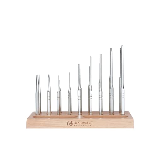 BESTNULE Punch Set, Roll Pin Punch Set, Punch Tools, Made of Solid Material Including Steel Center Punch and Nail Punch with Beech Block, Ideal for Machinery Maintenance