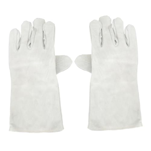 OSALADI Fire Resistant Gloves Welding Mitts Double Layer Cowhide Hand Protection Heat for Safety