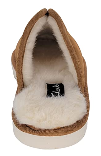 Clarks Mens Open Back Suede Leather Slipper - Plush Faux Fur Lining - Indoor Outdoor House Slippers For Men (10 M Us, Tan) #TOP2