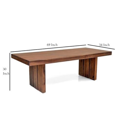 Image of Sheesham Wood Dining Table (69 * 34 * 30 inch) | Multi-Purpose uses Home and Office Desk | Dining Room Furniture | Wooden 8-Seater Dining Table | (Natural Foster)
