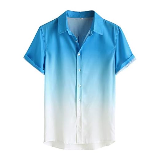 Camisas masculinas manga curta casual elegante botão Dowm camisetas para homens moda solta camisa havaiana camisetas presentes A13, Azul, XG