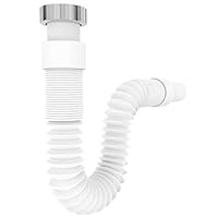 VARIOSAN Flexibler Ablaufschlauch 13972, 1 1/4 x 32 mm, Siphon/Geruchsverschluss für Waschbecken, Ausziehbar von 320-880 mm