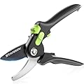 STAYGROW 8.5" Bypass Pruning Shears, All Steel Aluminum Alloy Construction Garden Shears, Ultra Sharp SK5 Carbon Steels Blades with Non-Stick Teflon Coating, Adjustable Opening Cuts Up to 3/4" (20mm?