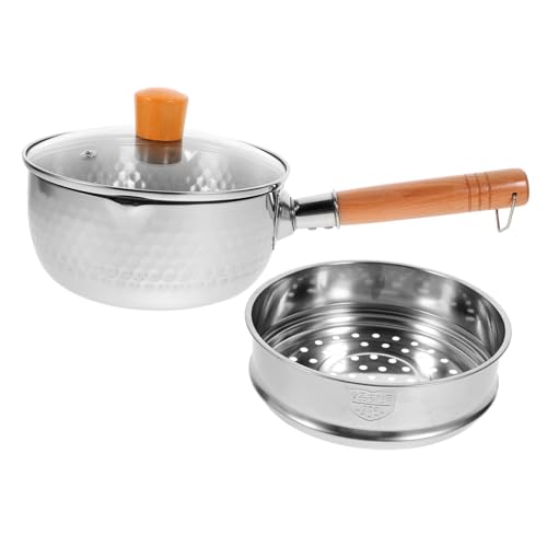 KICHOUSE 1 Juego Para Estufa Cacerolas Olla De Caldo Olla De Sopa Cacerola Sartén Grande Con Tapa Buque De Vapor Utensilios De Cocina Para Acampar Leche Instante Salsa Caldera Fideos Vidrio