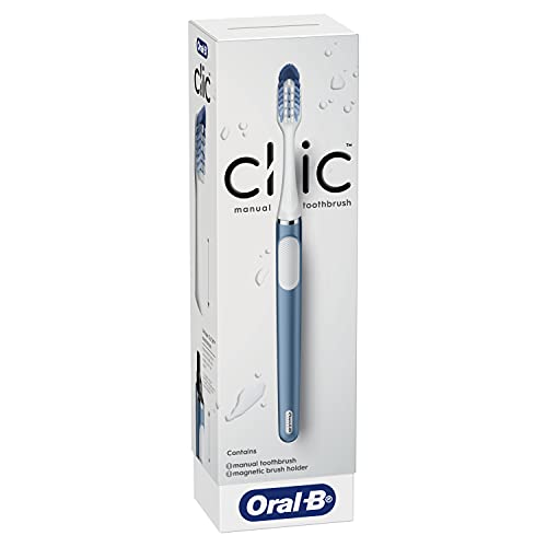 Image of Oral-B Clic Toothbrush, Alaska Blue, with 1 Replaceable Brush Head and Magnetic Toothbrush Holder