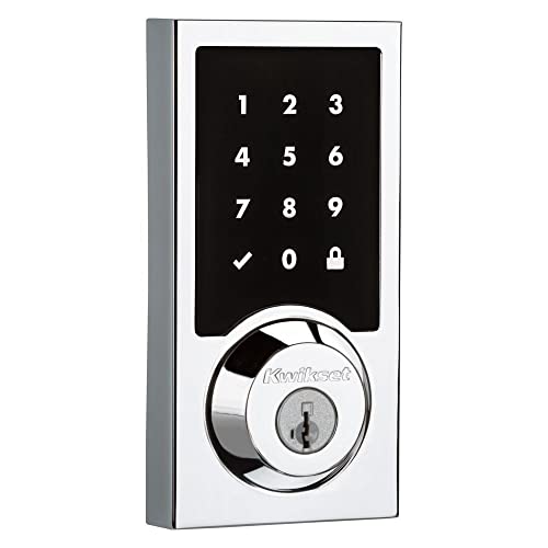 Kwikset 916 Keyless Entry Touchscreen SmartCode Electronic Deadbolt Smart Lock Featuring SmartKey Security and ZigBee 3.0 Technology in Contemporary Polished Chrome, Zigbee Hub Sold Separately - image 1