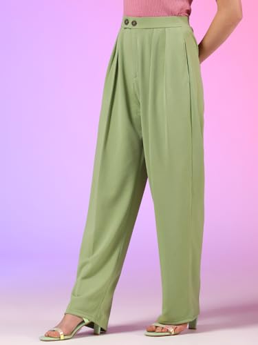 Image of KOTTY Women's High Waist Pleated Wide Leg Trousers