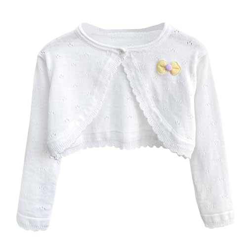 Girls Bolero Knitted Cardigan Kids One-Button 100% Cotton Wedding Bolero Cardigan Knitted Coat for Spring Summer