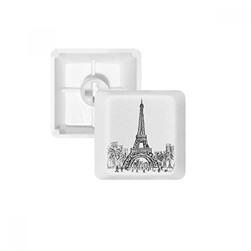 Keycaps France Paris PBT pour clavier mécanique - Touches vierges OEM R4 blanche style bureau cosy