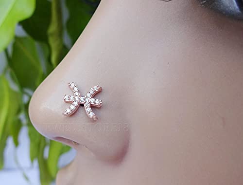 Indian Nose Ring Pisces Zodiac Sign Nose Stud Sterling Silver Nose Jewelry Cute Nose Ring 18 Guage Nose Stud Medusa Piercing Rose Gold Nose Stud White Gold Nose Ring Crock Screw Nose Stud #TOP1