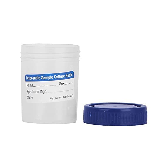 Chintavan Enterprise Urine Sample Collector Specimen Plastic Container Sterile 30ml (10 Pcs.) - Blue