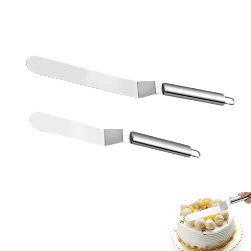 Yeenano Tortenstreicher 2 PCS Edelstahl Winkelpalette Torte Kuchenspachtel Winkelpalette Konditormesser Tortenmesser Streichmesser ausTorten Spachtel für Verteilen von Sahne Kuchen Backen