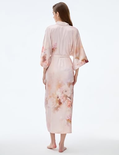 Image of PRODESIGN Kimono Robe for Women - Long Satin Sleepwear Silky Kimono Cover-Up Nightgown Japanese Bathrobe Loungewear Blouse