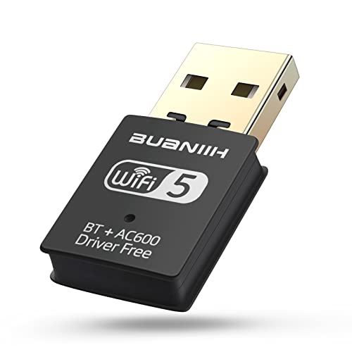 USB WiFi Bluetooth Adapter 2-in-1,Bluetooth Wireless External Receiverï¼Œ600Mbps 2.4/5.8Ghz Dual Band Wireless Network,USB 3.0,Plug and Play, for PC/Laptop/Desktop,Support Win7/8/8.1/10/Win 11