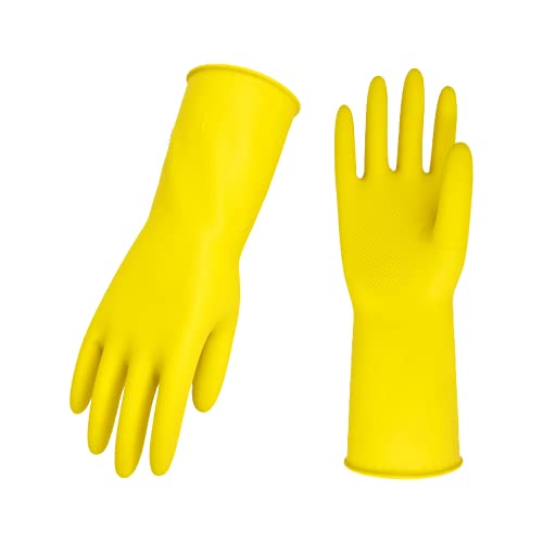 Vgo... 2-Pairs Reusable Household Gloves, Rubber Dishwashing Gloves, Extra Thickness, Long Sleeves, Kitchen Cleaning, Working, Painting, Gardening, Pet Care (Size M, Yellow, Hh4601) #TOP22