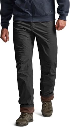 CQR Men's Winter Fleece Lined Pants, Water-Resistant Outdoor Stretch Work Pants, Windproof Casual Pants with Pockets