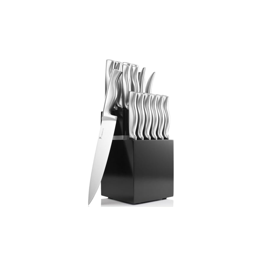 15-PCS-Knife-Block-Set-Ultra-Sharp-High-Carbon-Stainless-Steel-Ergonomic-Non-Slip-Handle Kangdelun 15 PCS Kitchen Knife Set with Wooden Block, Ultra Sharp High Carbon Stainless Steel, Ergonomic Integrated Non-Slip Handle