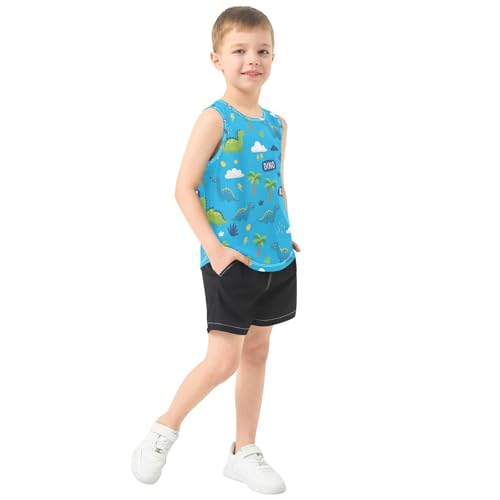 J JOYSAY Dinosaur Rain Blue Boys Tank Top Sleeveless Muscle Shirts Quick Dry Workout Active Sport Kids T-Shirts 3-15T4