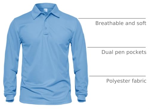 Image of MAGNIVIT Men's Polo Shirts Long Sleeve Quick Dry Performance Shirt Military Tactical Army Combat Polo Shirts