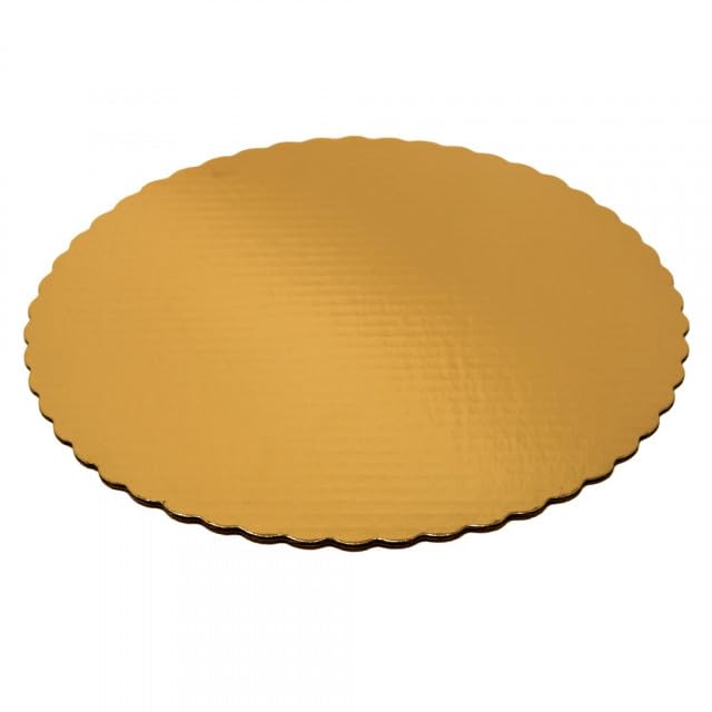 Vineland Packaging Single Wall Corrugated Scalloped Edge Cake Circle Gold, 10