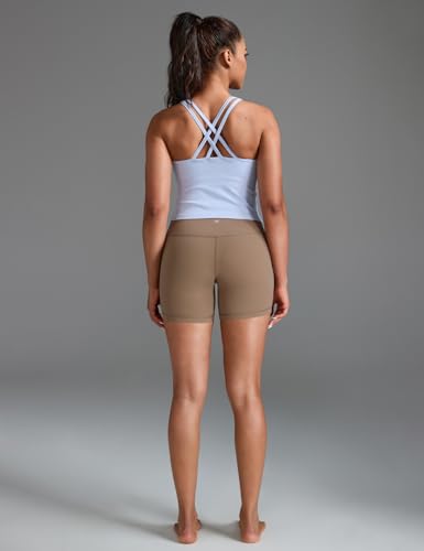 Image of HeyNuts Zeal Bras Longline Ribbed Medium Support Sports Bras, Crisscross Back Tank Tops with Removable Pads A-D Cups
