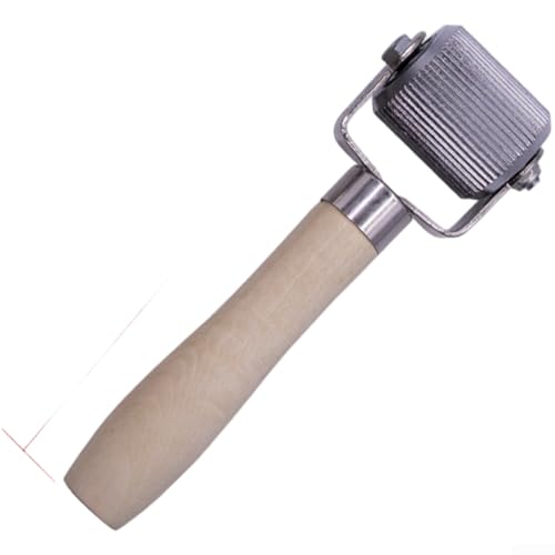 Ruota a rullo ergonomica per riparazione pneumatici con manico in