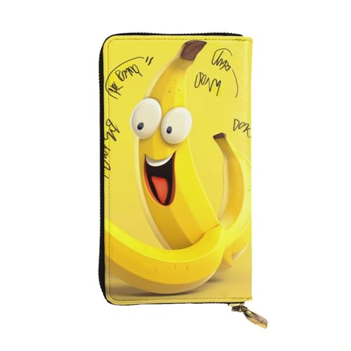 Yellow Banana Wallet for Men Women Long Purse Leather Clutch Large Business Handbag Travel Phone Holder Credit Card Holder Money Case with Zipper Leather Wallets Gift