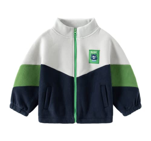 Toddler Kids Boys Girls Casual Thick Fleece Zipper Jacket Fashion Fall Winter Block Color Pockets Sweatshirt Coat (Gray,90/18-24 M,Unisex,Big Kid,US,Age,18 Months,24 Months)