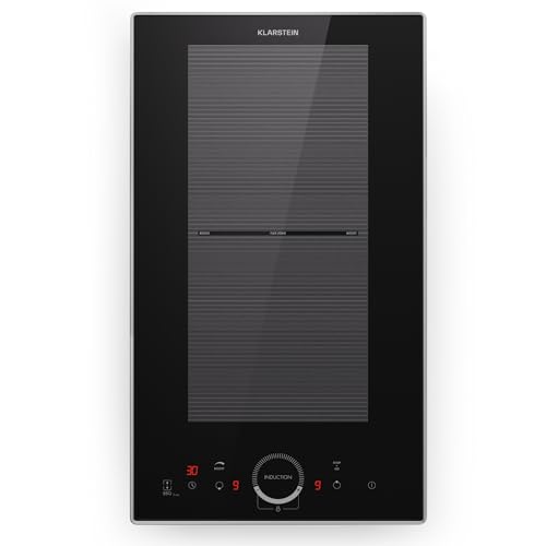 Klarstein Plaque à induction, 2 plaques, encastrable avec 2 plaques de cuisson, 3500 W, plaque de cuisson avec panneau de commande tactile et minuterie,...