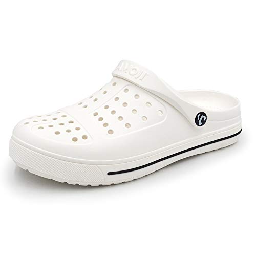 Amoji Unisex Garden Clog Yard Shower Shoes CL1820 6 Women/5 Men Black/White