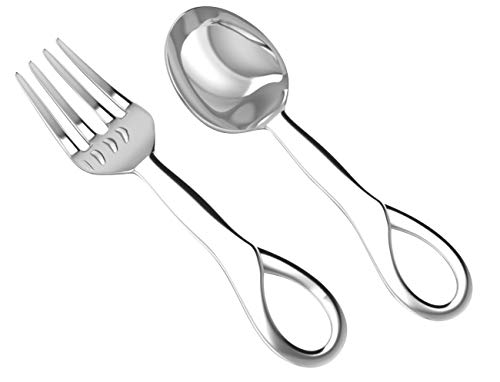 925 sterling silver baby spoon and fork set  non-toxic silverware for baby feeding beautiful keepsake gifts christening gifts personalized baby spoon feeding set for newborns - 4 inch