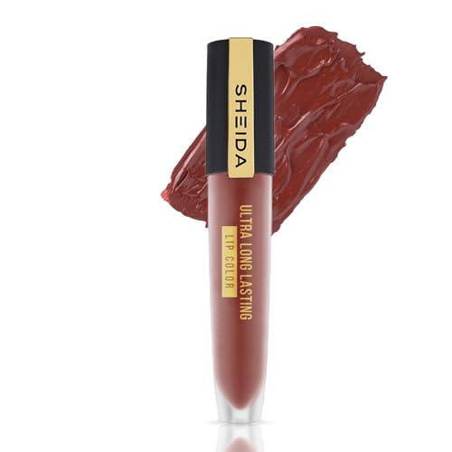 Sheida Ultra Long Lasting Lipcolor – Matte Liquid Lipstick with Intense Pigments & Vitamin E – Lightweight, Non-Sticky, Moisturizing, Available in Multiple Shades (No:12)