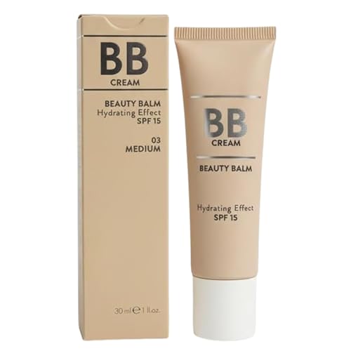 BB Cream Beauty Balm Tono Medio SPF 15 - Maquillaje Facial Hidratante con Protección Solar Mineral - Acabado Natural Semi-Mate - Cuidado de la Piel - Vegano BY NEXUSELL